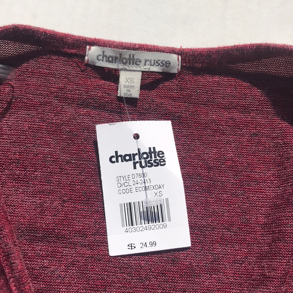 🌸4/$18 Charlotte Russe Dark Red Sweater Dress - Picture 4 of 5
